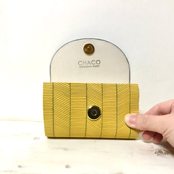 《お札を折らずに収納出来る・受注制作》circle sak sak YELLOW         ミニ財布 4枚目の画像