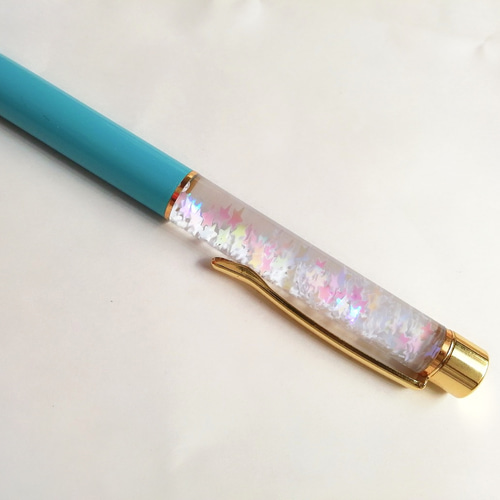 ラメをいっぱい詰め込んだハーバリウムボールペン ペン・筆記用具