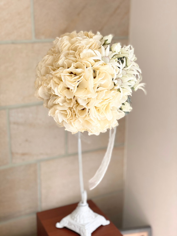 ブライダル】アーティフィシャルフラワーブーケ+新郎用ブートニア付き