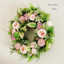 オトナリース】カラーのグリーンリース アートフラワー Flower tease