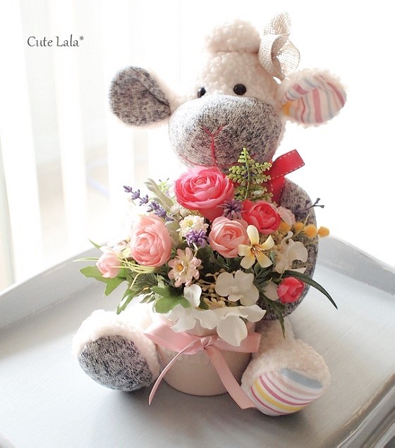 人気☆お花ひつじのララ♡アーティフィシャルフラワー アート