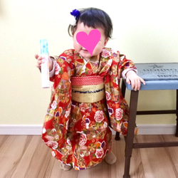 ベビー着物 帯セット 振袖 出産祝い お食い初め 誕生日 初節句 0歳〜2歳 3枚目の画像