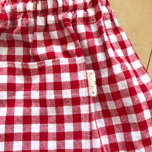 ギャザーたっぷりガウチョ☆ギンガムチェック【赤】 キュロット