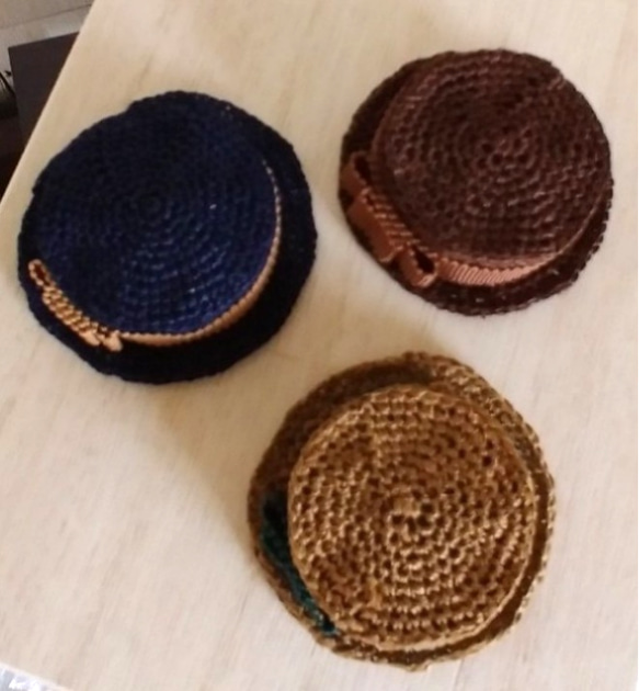 秋冬　22cmドール用　カンカン帽子　6パターン　頭囲12cm　 6枚目の画像