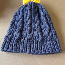 日本製洗える毛糸使用　ボンボン付きニット帽子45cm~63cm 4枚目の画像