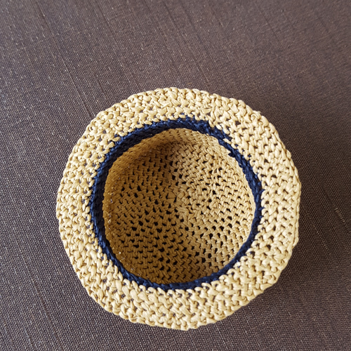 22cmドール用 カンカン帽子 頭囲12cm ネイビーライン その他人形