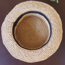 受注製作　57cm　カンカン帽　太枠リボン　汗取りテープ付き　 6枚目の画像