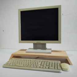 末広がりのパソコンモニタースタンド　デスクトップ台　/　国産ひのき 2枚目の画像
