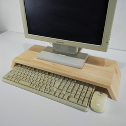 とんぼ様オーダー品　末広がりのパソコンモニタースタンド　デスクトップ台　/　国産ひのき 1枚目の画像