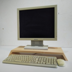 とんぼ様オーダー品　末広がりのパソコンモニタースタンド　デスクトップ台　/　国産ひのき 2枚目の画像