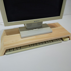 とんぼ様オーダー品　末広がりのパソコンモニタースタンド　デスクトップ台　/　国産ひのき 3枚目の画像