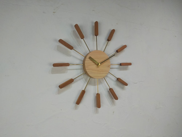 壁掛け時計　No.CSBC　/　国産ヒノキ＆チェリー＆真鍮 1枚目の画像