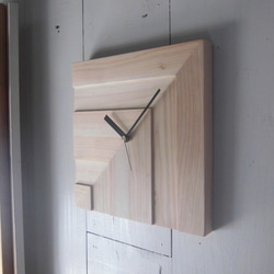 寄せ木の壁掛け時計　/　国産ひのき 3枚目の画像