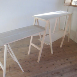 キッチンカウンターテーブル（サイドテーブル＆棚付き）・作業台　/　キャンプギア（国産ひのき） 1枚目の画像