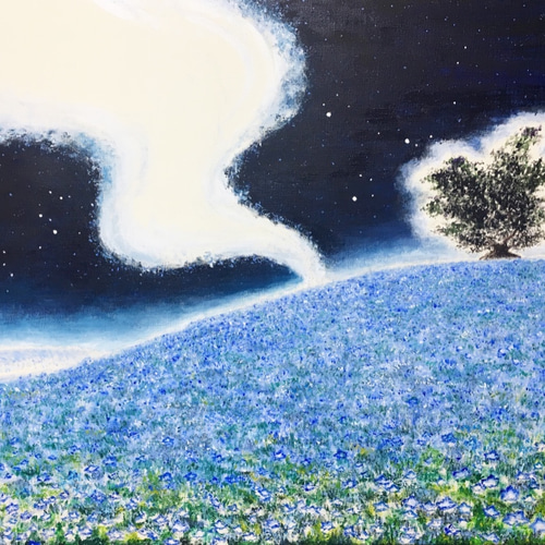 星空の下の花畑 絵画 Akito 通販 4357928｜Creema(クリーマ)