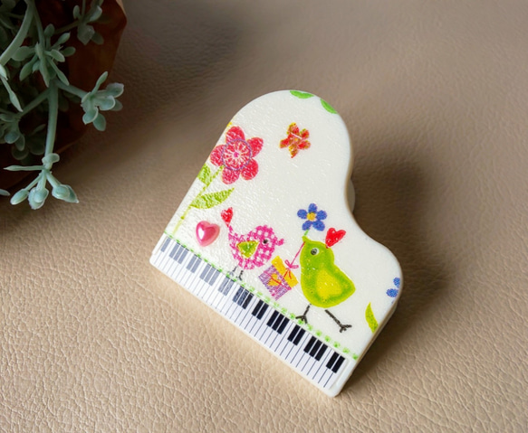 送料無料  小鳥のピアノ型クリップ 3枚目の画像