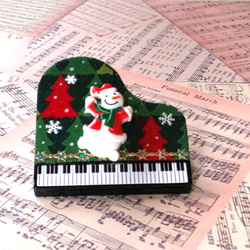 送料無料  サンタスノーマンのピアノ型クリップ 1枚目の画像