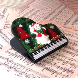 送料無料  サンタスノーマンのピアノ型クリップ 4枚目の画像