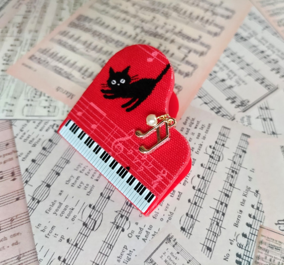 送料無料　ネコちゃんのピアノ型クリップ 3枚目の画像