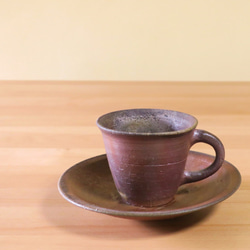 備前焼・コーヒーカップ＆ソーサー(登り窯) 1枚目の画像