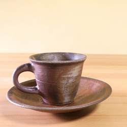 備前焼・コーヒーカップ＆ソーサー(登り窯) 2枚目の画像