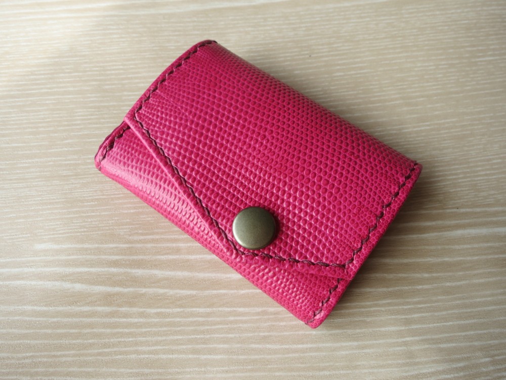 【送料込】小さいお財布（ピンク×茶）