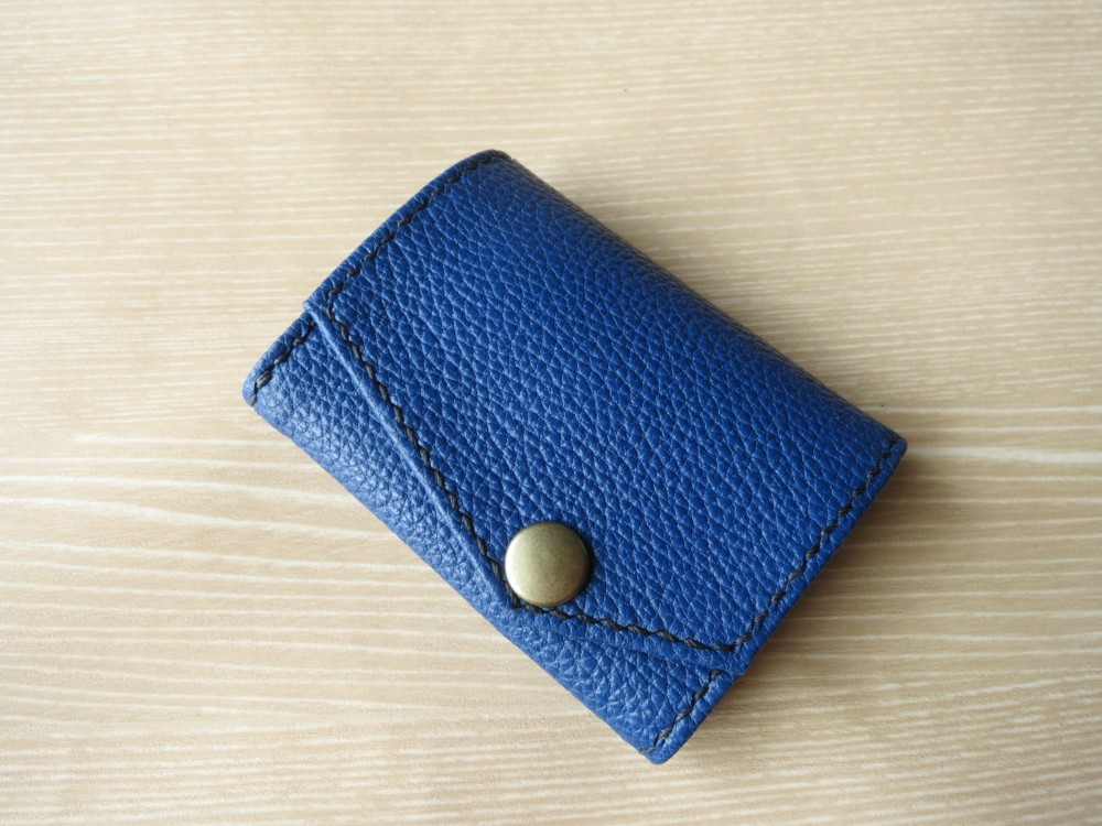 【送料込】小さいお財布（ブルー×キャメル）