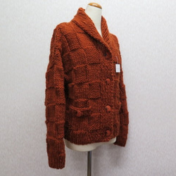 ★手編みアイスランドロピー鹿の子編みのジャケット　オリジナル一点物　送料無料★ 2枚目の画像