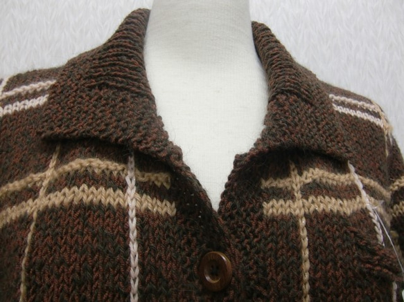 手編み段染め糸の縦横編みのジャケット　送料無料 4枚目の画像