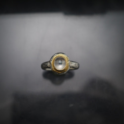 ムーンストーン（OVCB）22KYG-silver925 の指環（ピンキーサイズ） 3枚目の画像