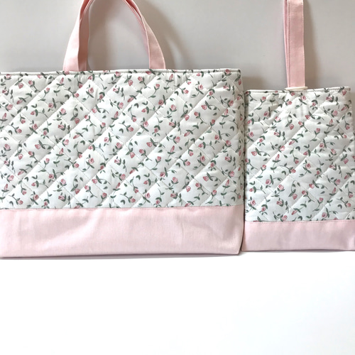 ハンドメイド オーダー レッスンバッグ 上履き入れ キルティング