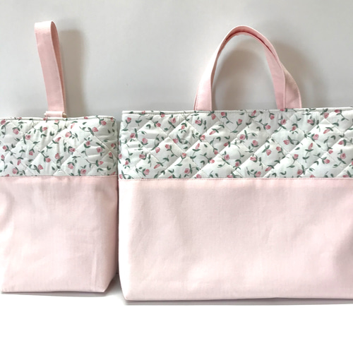 リバティ フローティングフローラ ピンクレッスンバッグ 上履き入れ