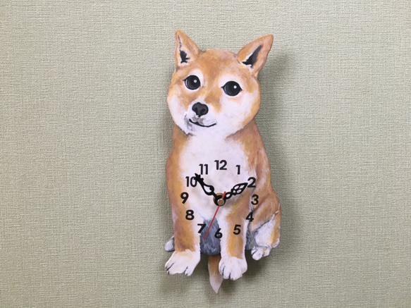 柴犬尻尾振り掛け時計 その他インテリア雑貨 亜・北斎 通販