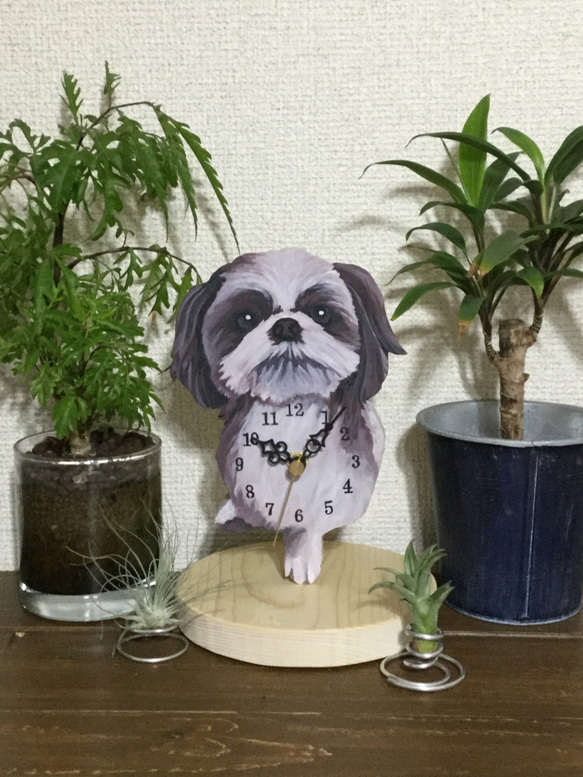 シーズー犬の置き時計 1枚目の画像