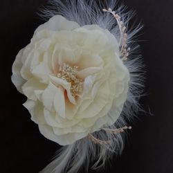 【たったひとつの染の花】芍薬の花＆チュールのリボンのヘッドドレス 1枚目の画像