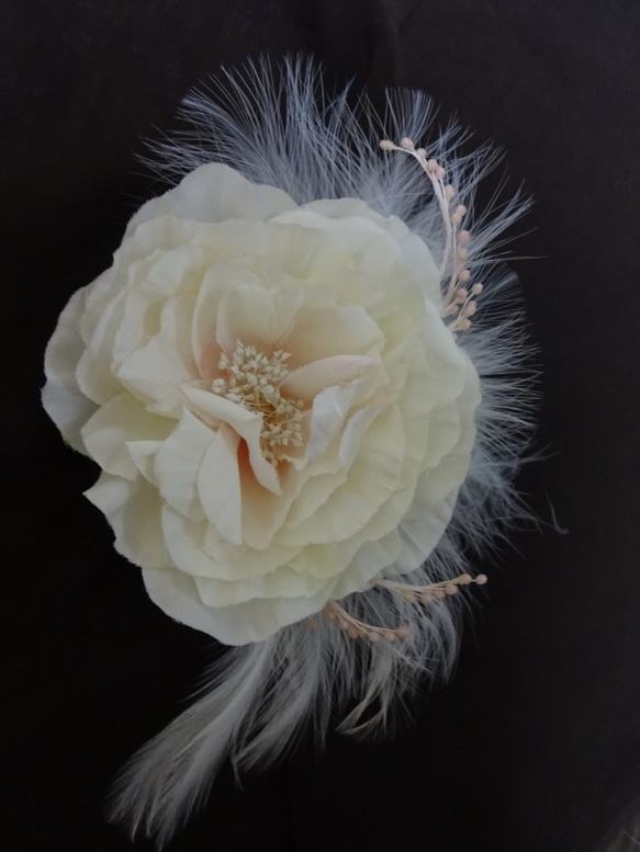 【たったひとつの染の花】芍薬の花＆チュールのリボンのヘッドドレス 1枚目の画像