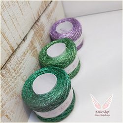 KoKo Jewelry ～ ライトグリーン ～　1玉26g　104m　ラメ糸の引き揃え糸　アクセサリー素材　飾り編みや 6枚目の画像