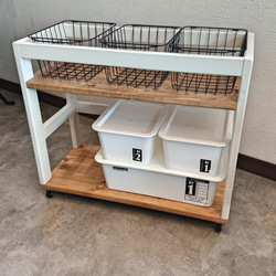 NEW】【引取可能】野菜ストッカー（ワイヤーバスケット2個付