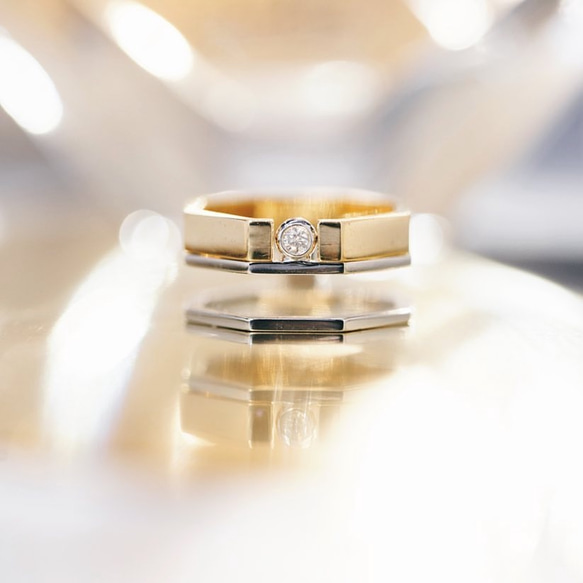 ACROPOLIS | Diamond Octagon Pair Ring Engagement Anniversary 1枚目の画像