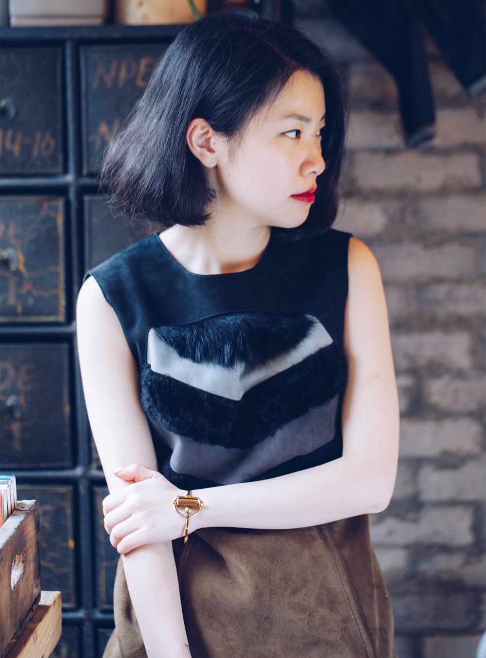 ARCH | 18Kホワイトゴールドとゴールドのブレスレットをメッキタイガーアイ925スターリングシルバー