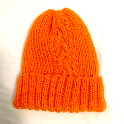 オレンジニット帽 手編み 毛糸 ポンポコタヌキ 通販 4413741｜Creema