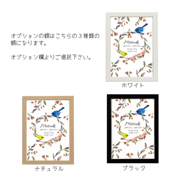 バースポスター（命名書）【Birds】 3枚目の画像