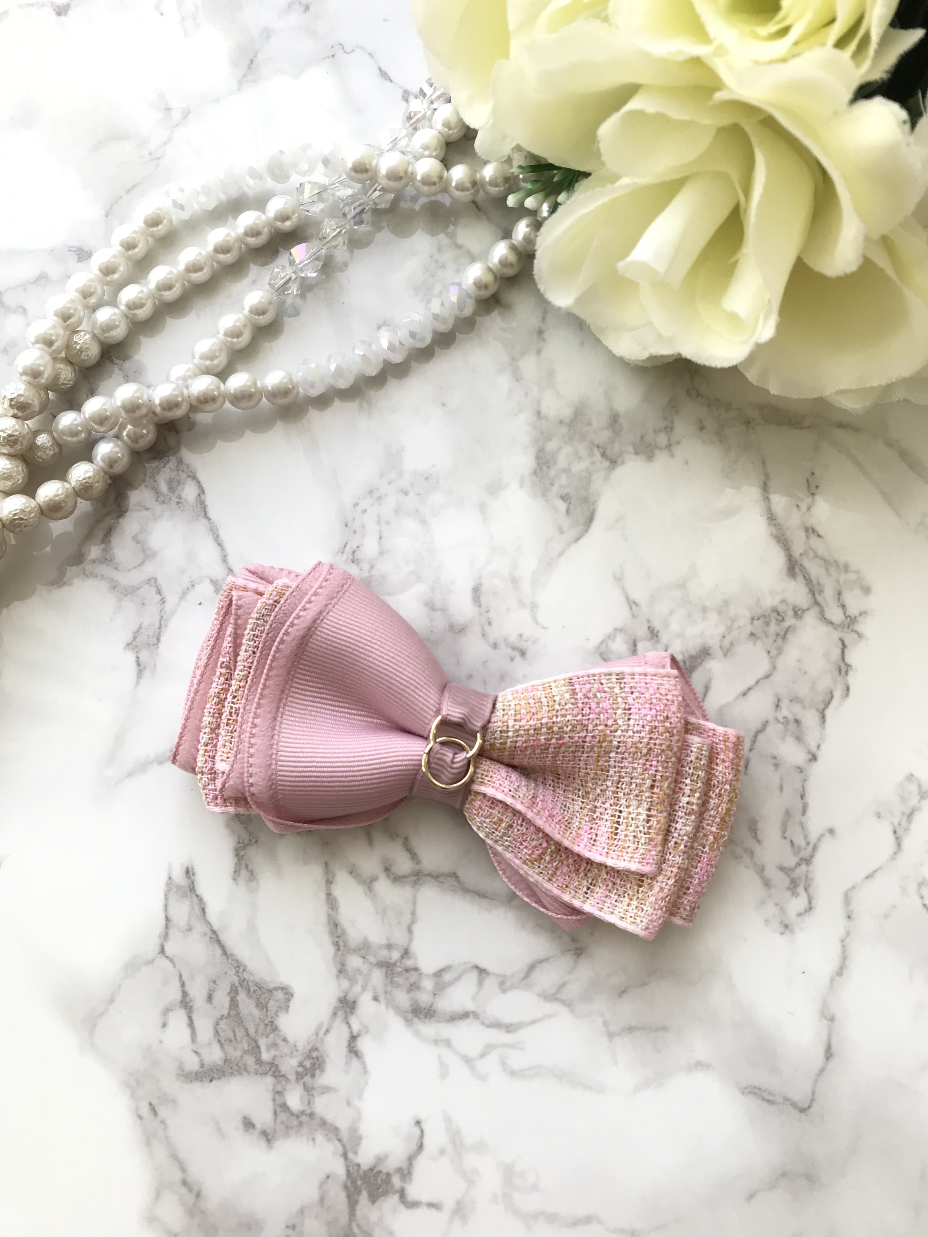 【大人可愛い♡ツイード柄】CHANEL *リボンバレッタ リボンxCCロゴが可愛い♪CHANEL リボン バレッタ CCロゴ (CHANEL
