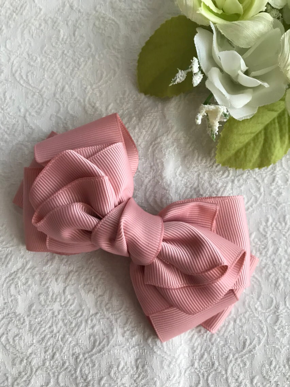 グログランリボン 花柄が綺麗❣️ バレッタ製作 ルルベちゃんスカート