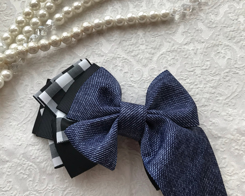 【シック＆キュート☆重ねリボンがかわいい】 CHANEL バレッタ org.jpg
