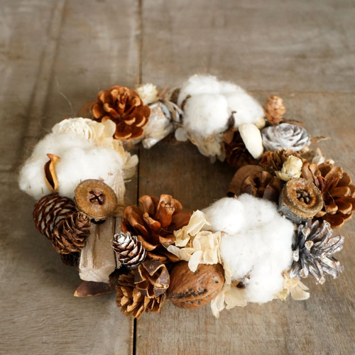 Whiteコットンフラワーリース