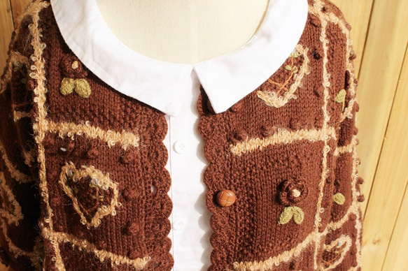 【受注製作】刺繍100%ウール・カーディガ・ セーター ニット SW14 4枚目の画像