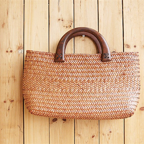 受注製作】いっぱい入る！手編み藤かごバッグ 可愛くエレガンスな