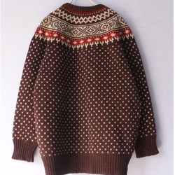 【受注製作】刺繍100%ウール・カーディガ・ セーター ニット HT-48 4枚目の画像