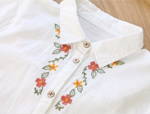 【受注製作】新作 綿 刺繍入り！可愛いお花柄 綿製トップス・ブラウス TB7191 2枚目の画像